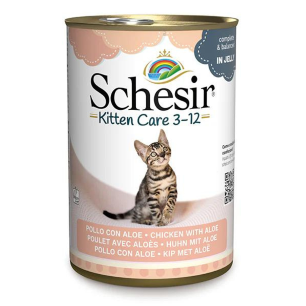 Schesir Kitten Care- Can In Jelly  3-12 Chicken with Aloe Wet Food 140g (Min Order - 6pcs)[Weight - 140g]