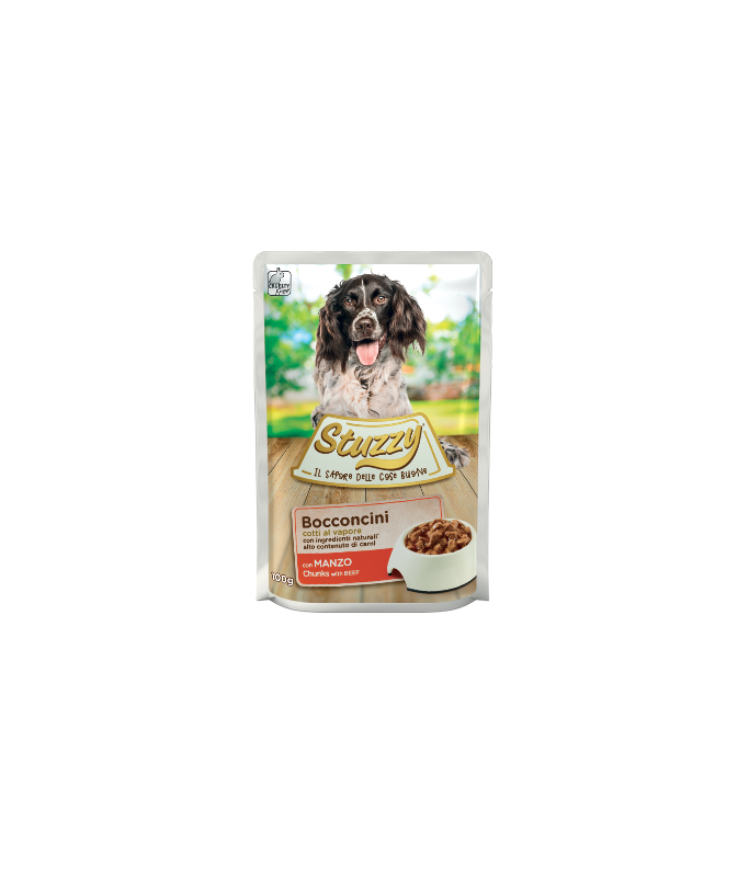 Stuzy Dog Chunks With Beef 100g Pouch (Min Order 100g – 24pcs)[Weight - 100g]