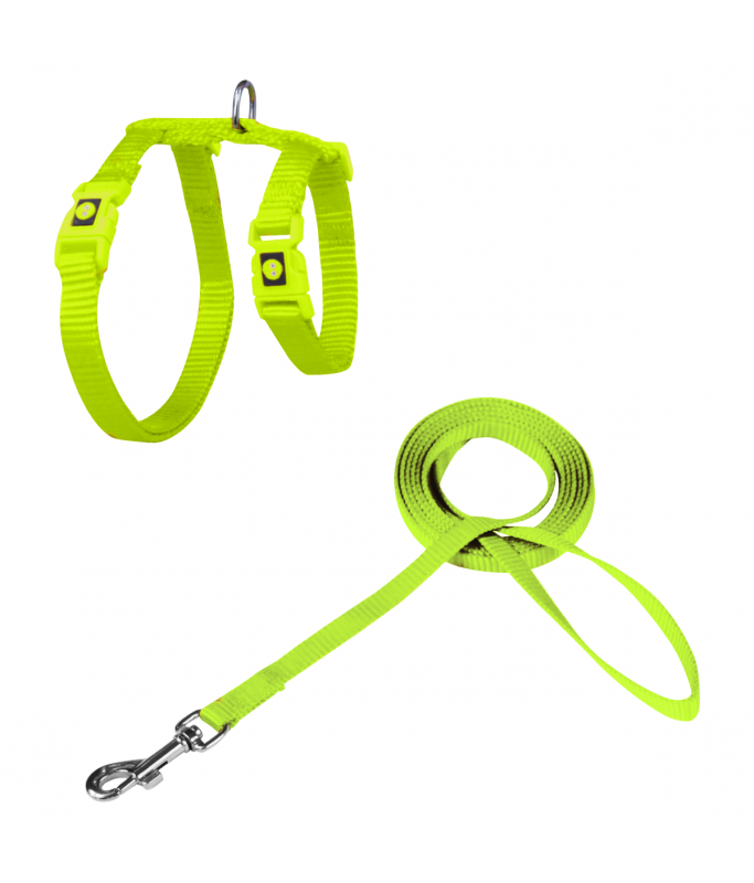 DOCO® Signature Cat Harness + Leash (DCAT201+1072)[Size - XS, Color - Safety Lime]