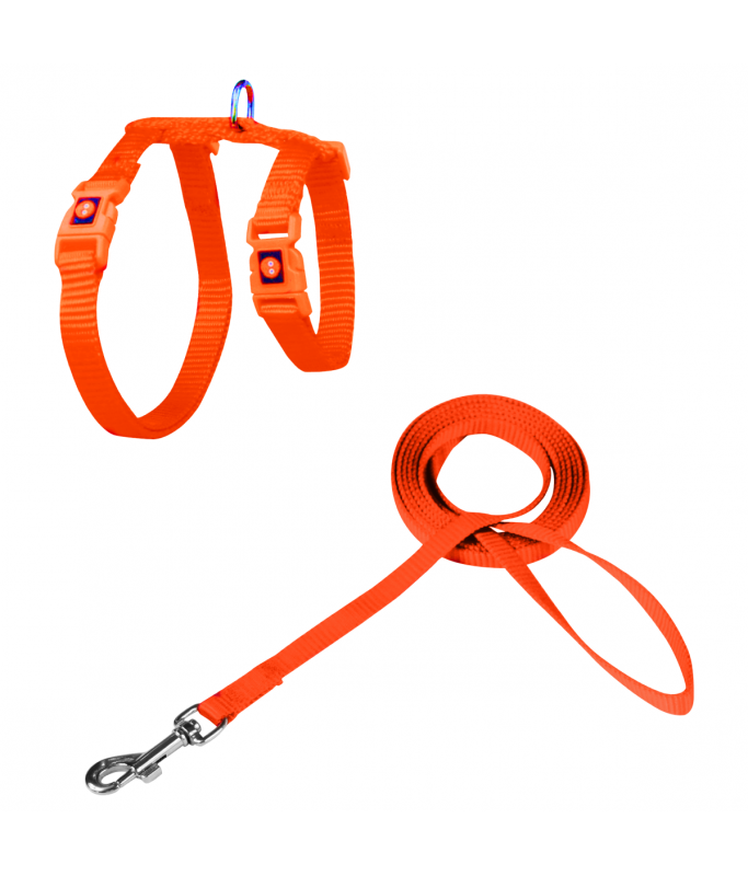 DOCO® Signature Cat Harness + Leash (DCAT201+1072)[Size - XS, Color - Safety Orange]