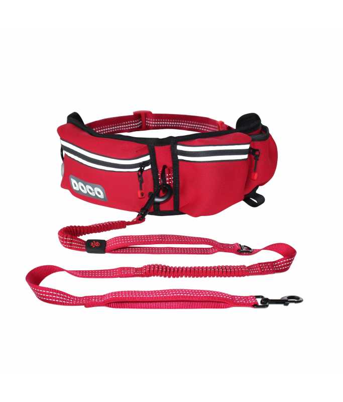 DOCO® Reflective Jogging Belt W/Reflective Nylon Bungee Leash (DCJB018)[Color - Maroon]