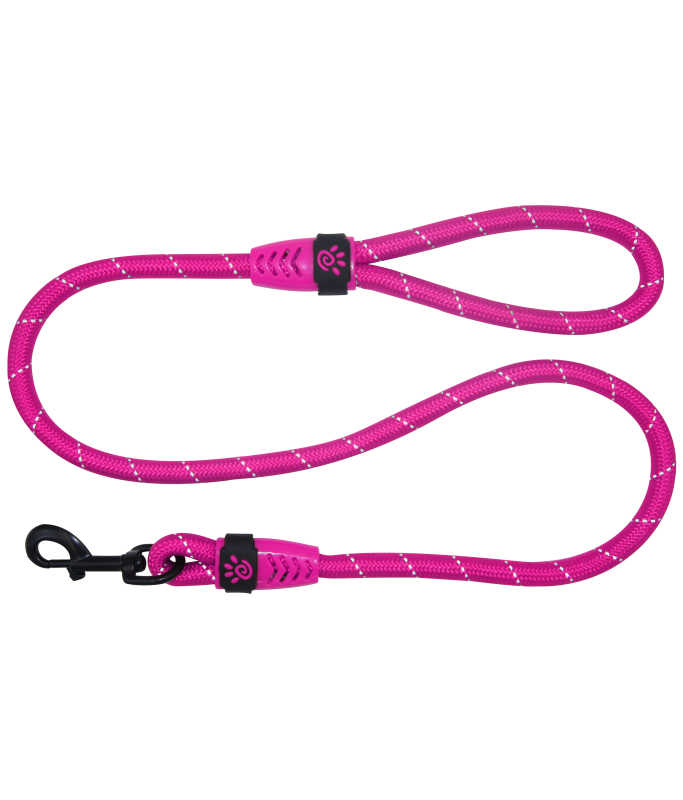 Doco Reflective Rope Leash With Plastic Encased Handle Loop (1/2" Width) - 4ft - Large[Color - Raspberry Pink]