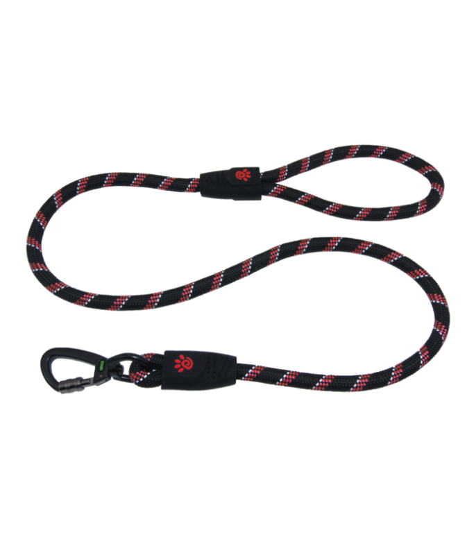 DOCO® Reflective Rope Leash W/ soft Rubber Handle Ver.5 - Click & Lock Snap[Color - Maroon, Size - L]