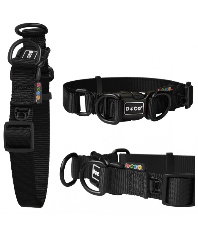 DOCO Double D (DD) - Ring Nylon Collar (DCS005)[Color - Black, Size - L]