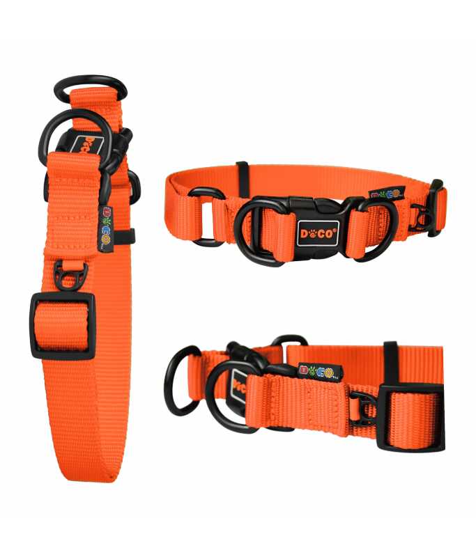 DOCO Double D (DD) - Ring Nylon Collar (DCS005)[Size - L, Color - Safety Orange]