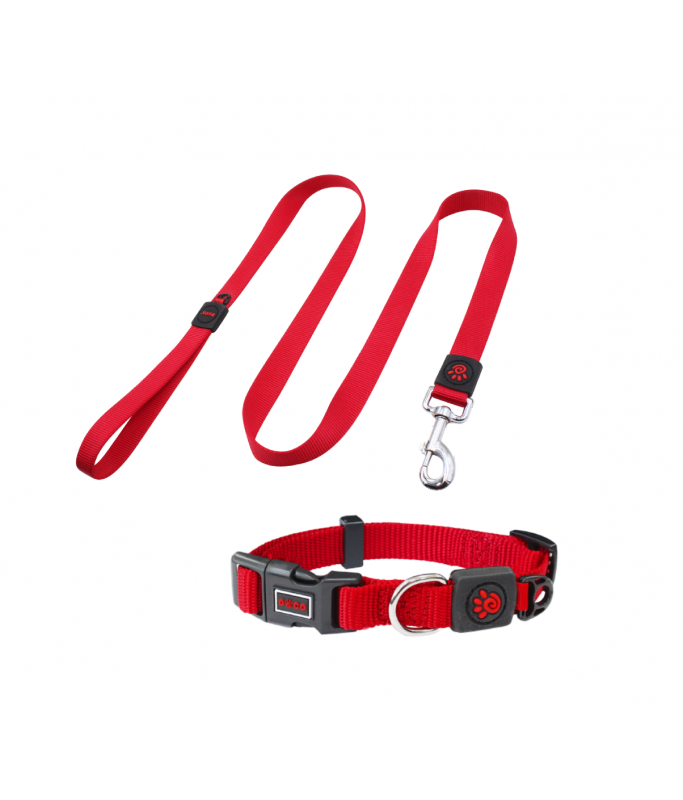 DOCO® Signature Nylon Collar+Nylon Leash - 4ft (DCSN002+1048)[Color - Maroon, Size - M]