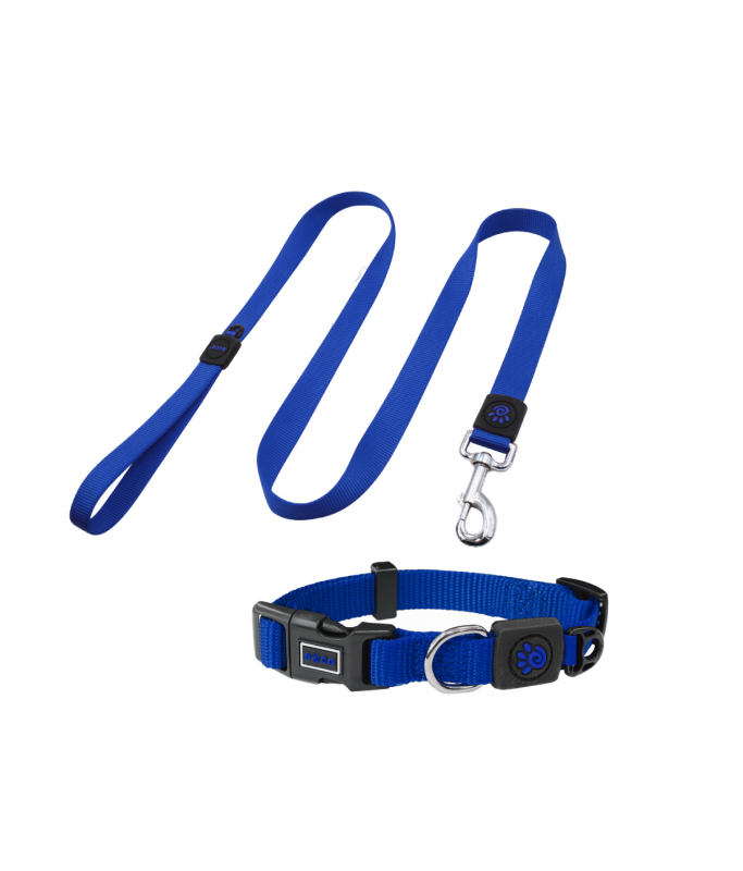 DOCO® Signature Nylon Collar+Nylon Leash - 4ft (DCSN002+1048)[Size - M, Color - Navy Blue]