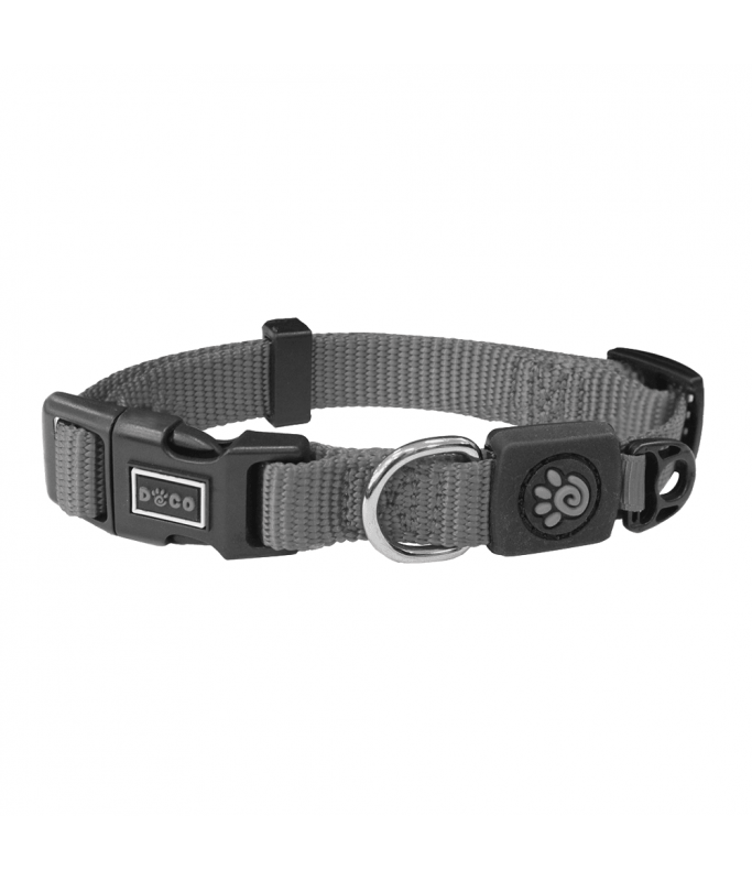 DOCO Signature Nylon Collar - 2.5 x 45-68cm[Color - Grey, Size - L]