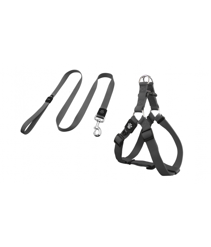 DOCO® Signature Step-In Harness+Nylon Leash - 4ft (DCSN202+1048)[Color - Grey, Size - S]