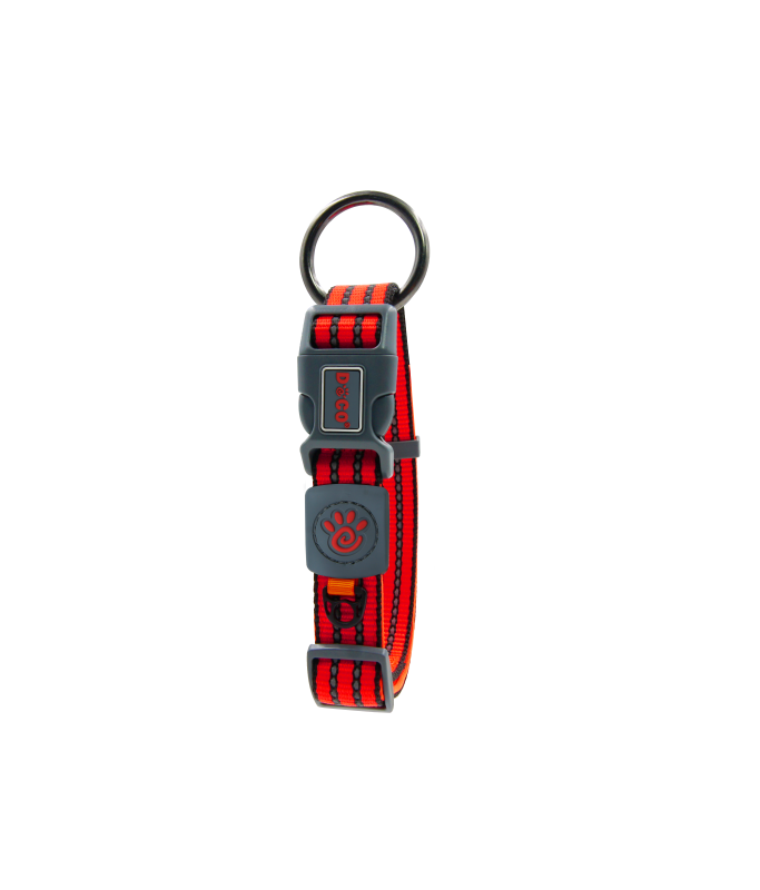 DOCO VARIO O - Ring Collar with Reflective Stitching[Color - Red, Size - M]