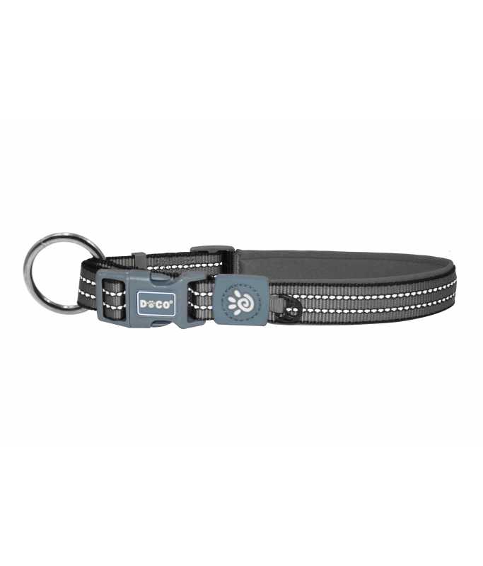 DOCO VARIO O - Ring Collar with Reflective Stitching[Color - Grey, Size - XL]