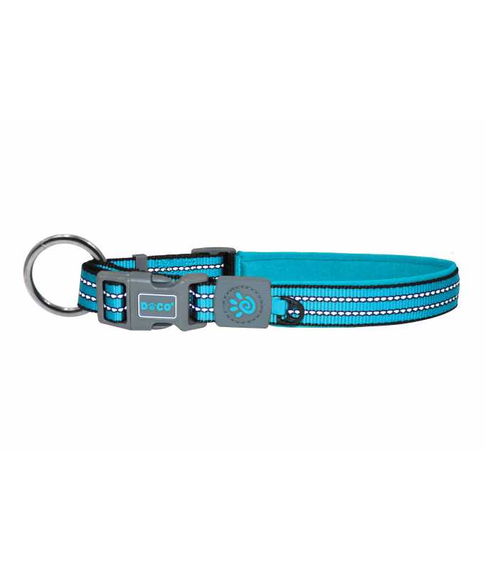 DOCO VARIO O - Ring Collar with Reflective Stitching[Color - Light Blue, Size - XL]