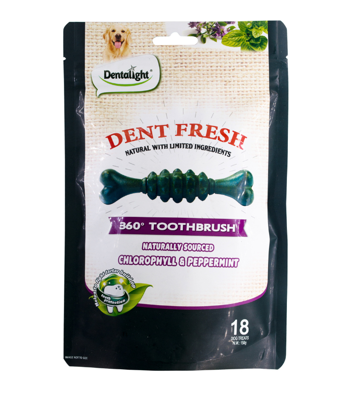 Dentalight 3" Dent Fresh 360° Toothbrush Dog Treat 150g (18pcs) - Fresh Breath