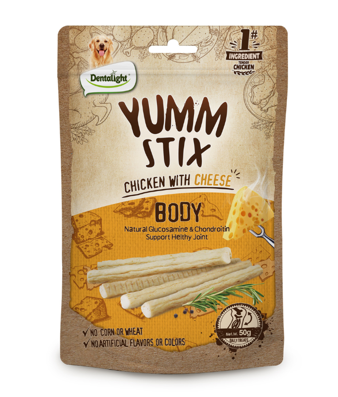 Dentalight Yumm Stix Dog Treat 50g - Chicken With Cheese