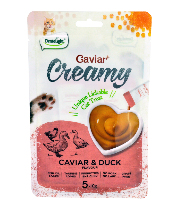 Dentalight Caviar+ Creamy Lickable Cat Treat 5pcs x 10g -  Caviar & Duck Flavour