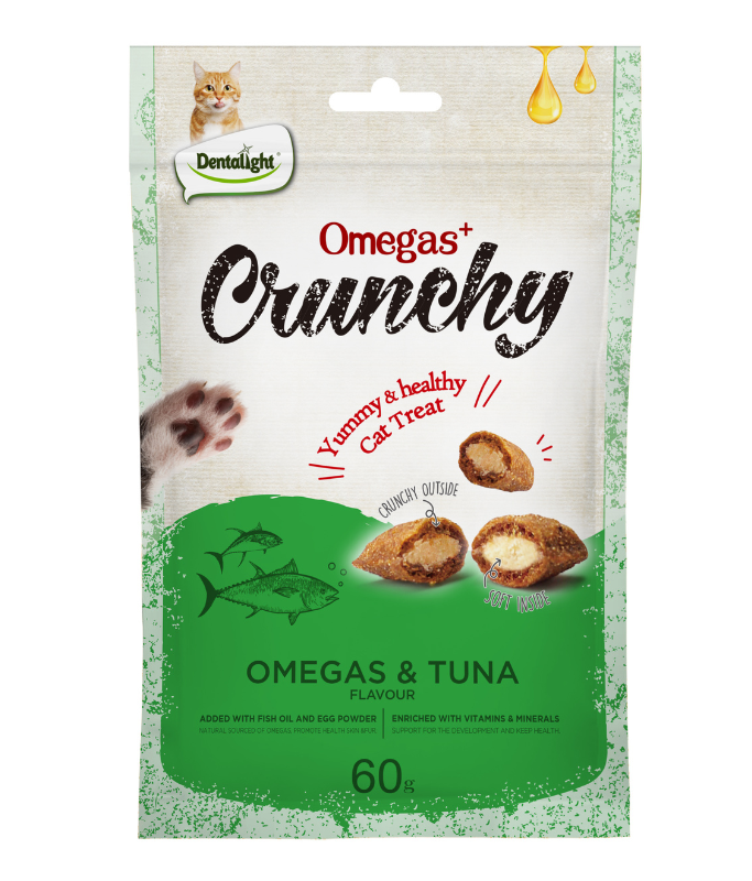 Dentalight Omegas+ Crunchy Cat Treat 60g - Omegas & Tuna Flavour