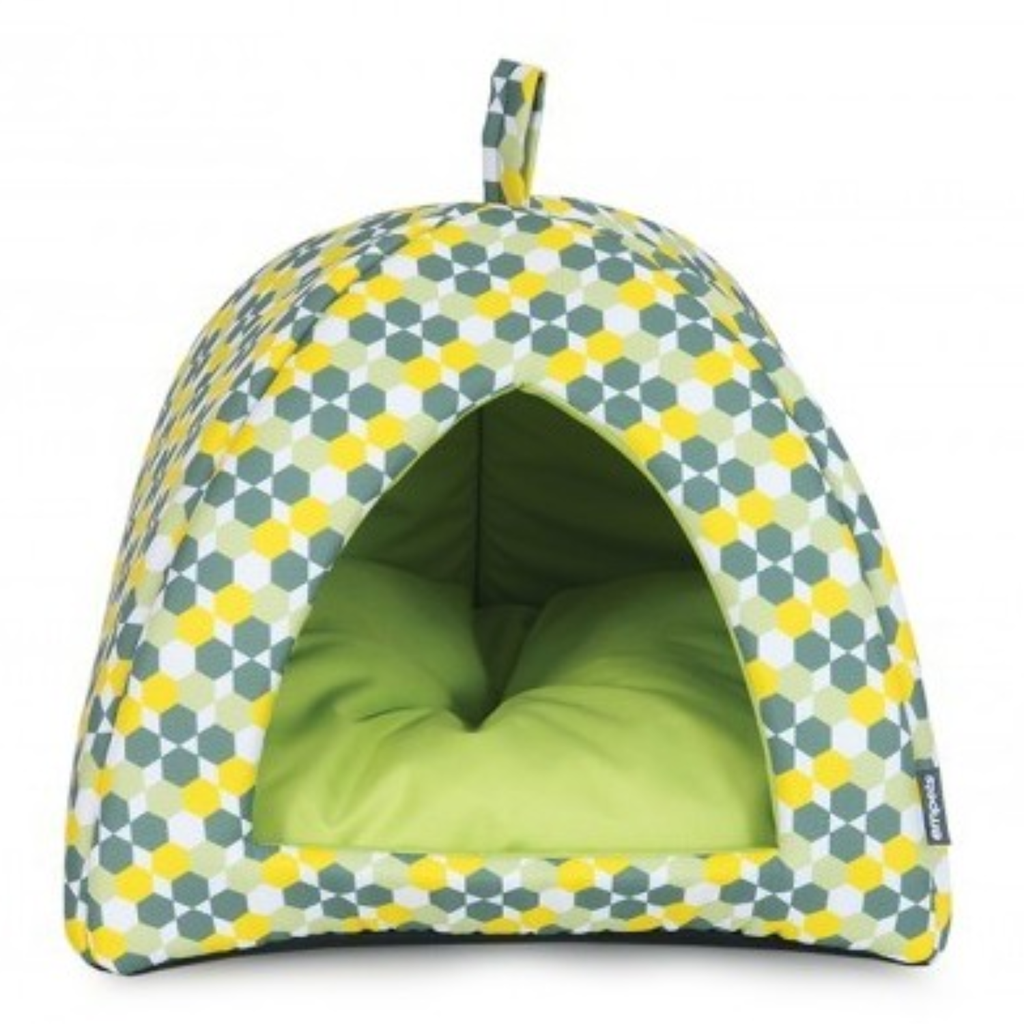 Empets Igloo House With Cushion Modern[Dimension - 43X43X35cm, Texture - Printed Green]