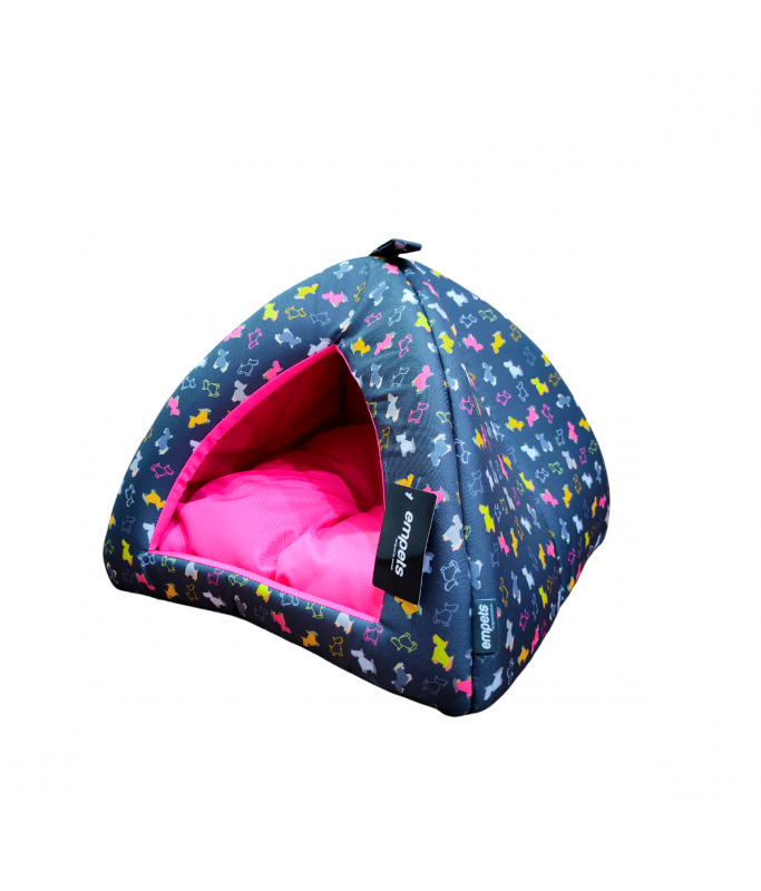 Empets Igloo House With Cushion Modern[Dimension - 43x43x35cm, Texture - Printed Pink]