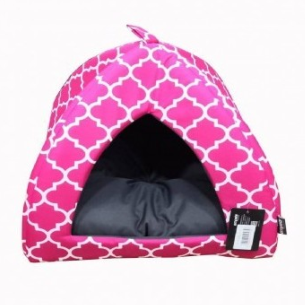 Empets Igloo House With Cushion Modern[Dimension - 43X43X35cm, Texture - Printed Pink]