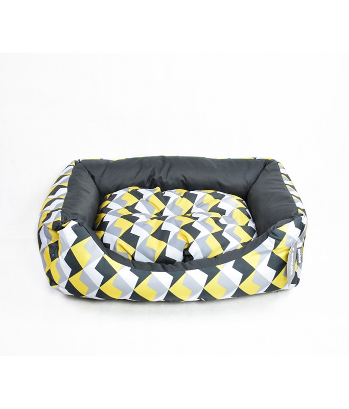 Empets Couch Bed Modern[Dimension - 65x50x18cm, Texture - Printed Yellow & Grey]