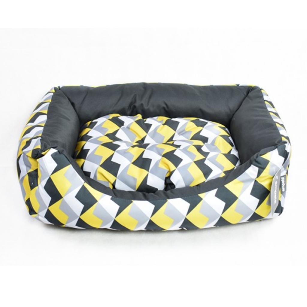 Empets Couch Bed Modern[Dimension - 65x50x18cm, Texture - Printed Yellow & Grey]