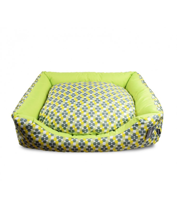 Empets Couch Bed Modern[Dimension - 100x80x24cm, Texture - Printed Green & Lemon]