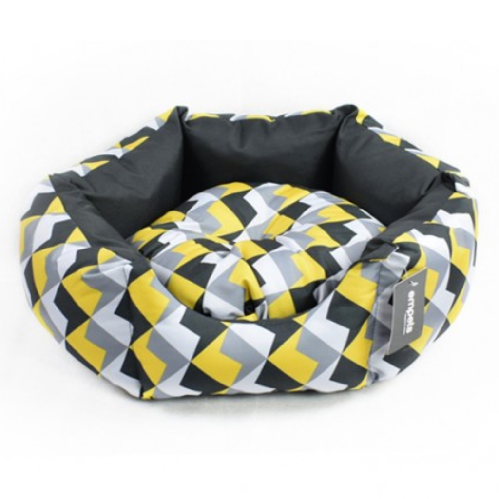 Empets Venus Bed Modern[Dimension - 45x45x19cm, Texture - Printed Black & Yellow]