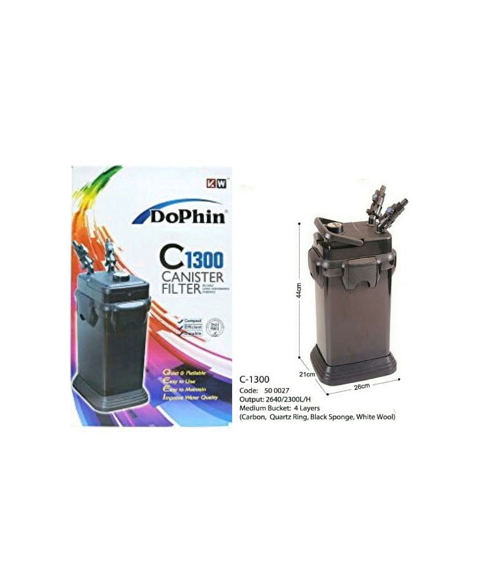 KW Zone Dophin Canister Filter[Max Output - 1300L/H, Options - Without UV, Model - FDC-1300]