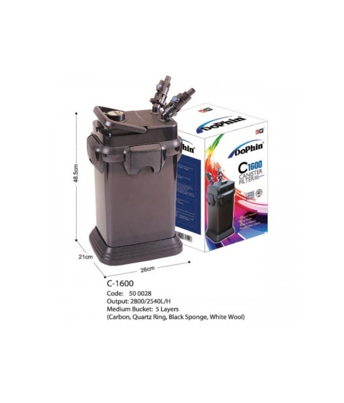 KW Zone Dophin Canister Filter[Options - Without UV, Model - FDC1600, Max Output - 1600L/H]