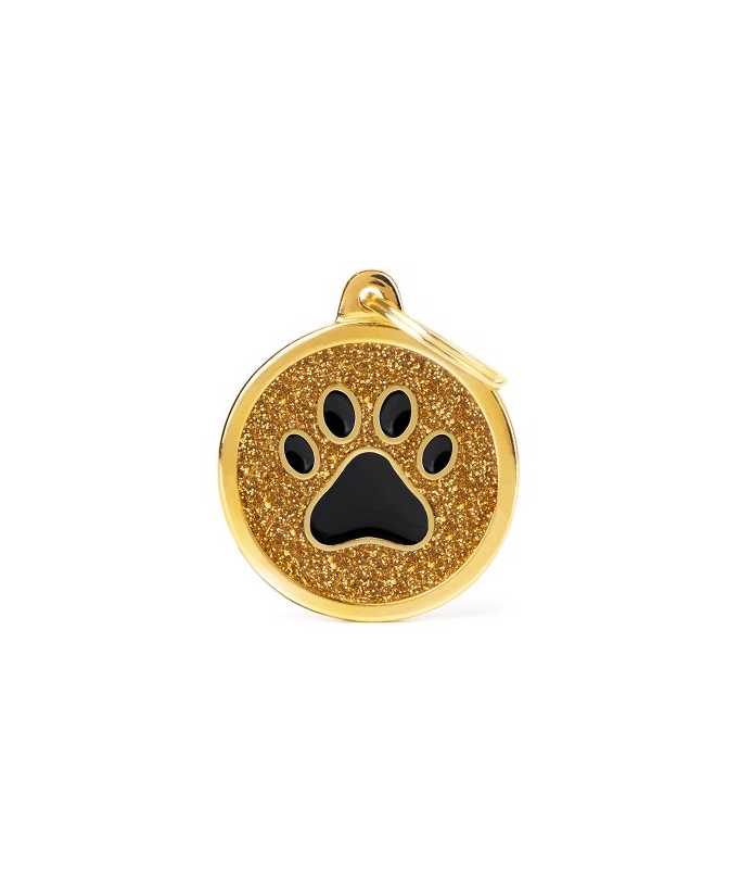 MY FAMILY GOLD BIG GLITTER CIRCLE BLACK PAW