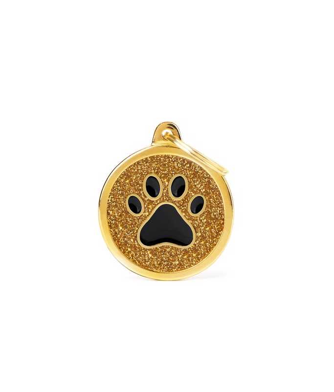 MY FAMILY GOLD BIG GLITTER CIRCLE BLACK PAW