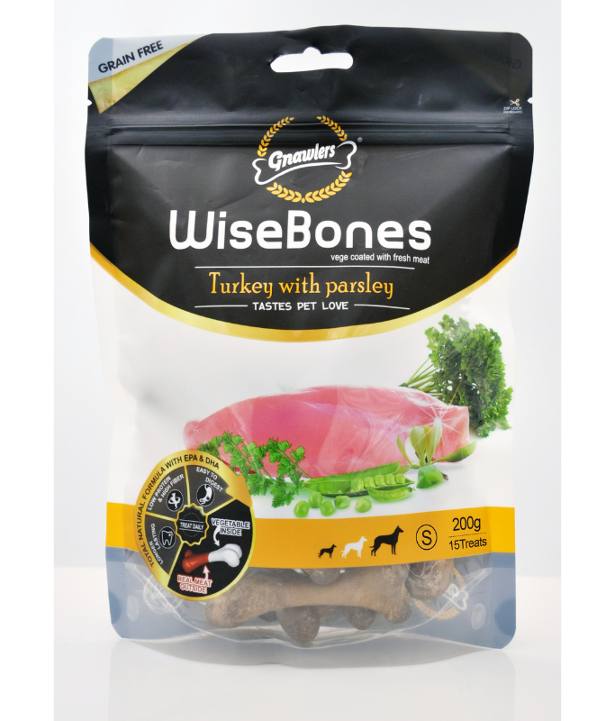 Gnawlers Wisebones Turkey With Parsley 15pcs/Pack SMALL (200gm)