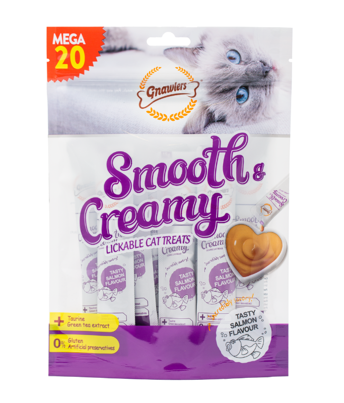 Gnawlers Smooth & Creamy Lickable Cat Treats (20pcsx15g) - Salmon Flavour