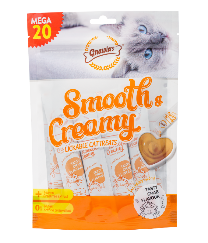 Gnawlers Smooth & Creamy Lickable Cat Treats (20pcsx15g) - Crab Flavour