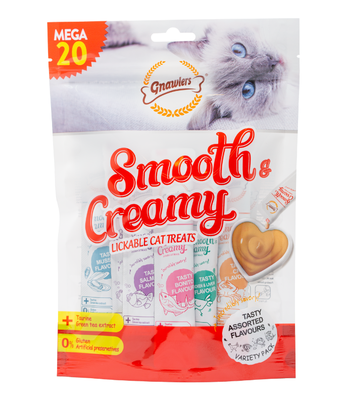 Gnawlers Smooth & Creamy Lickable Cat Treats (20pcsx15g) - Mix Flavour