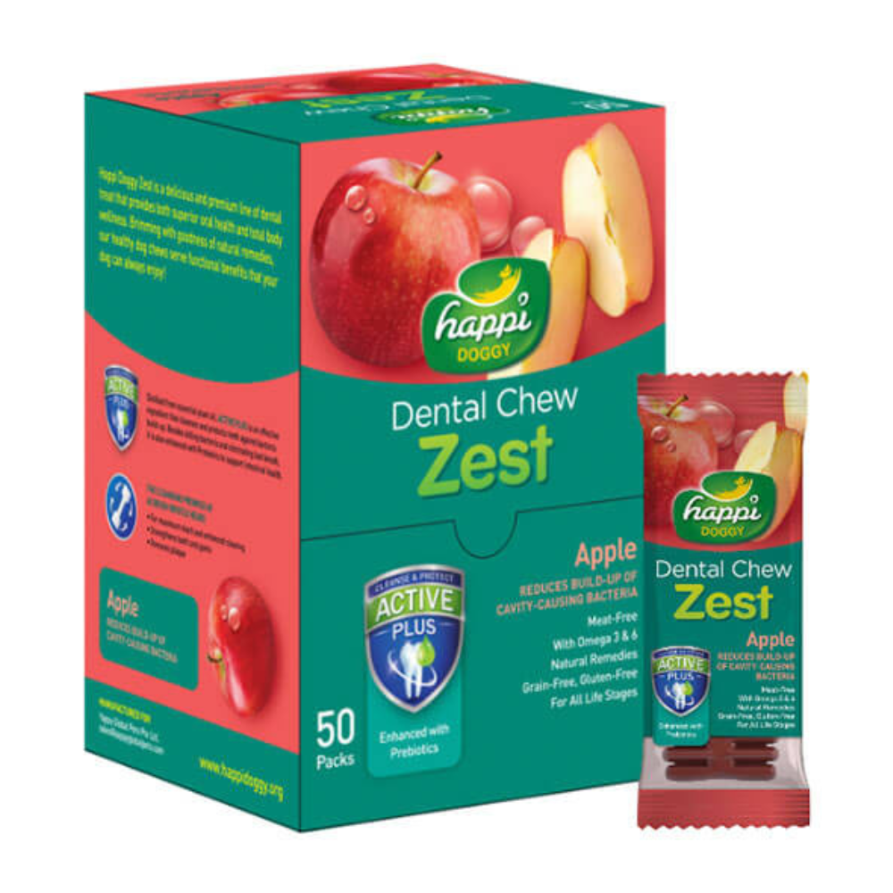 Happi Doggy Dental Chew Zest-Apple-4'' (Display Box-50pcs)