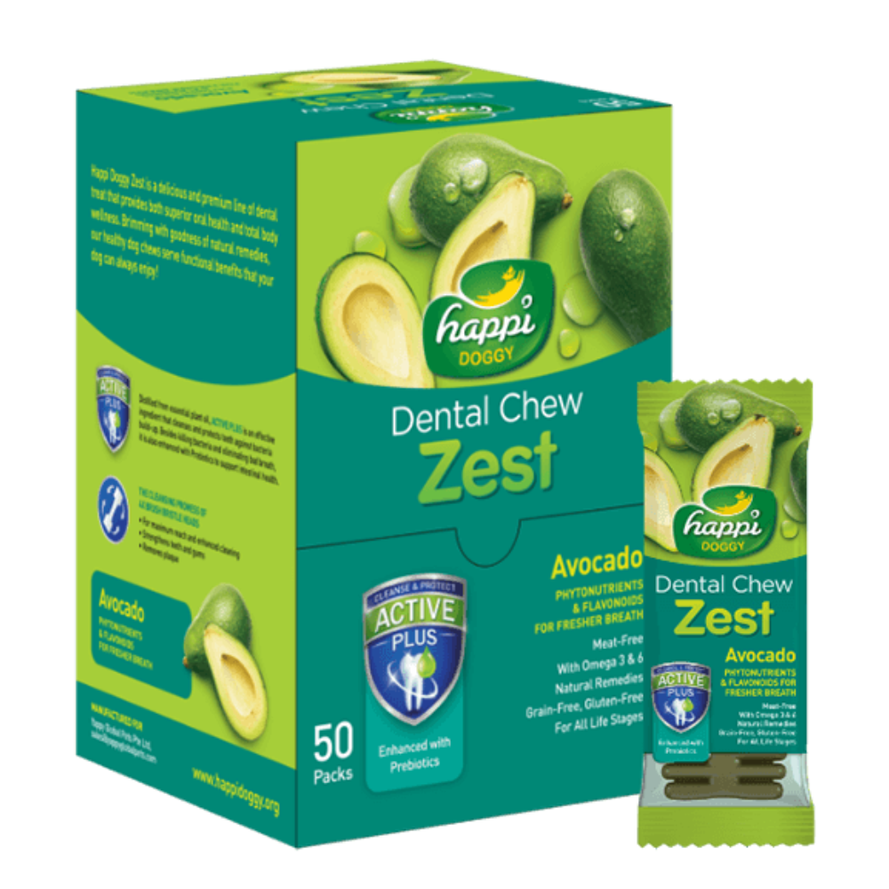 Happi Doggy Dental Chew Zest-Avocado-4'' (Display Box-50pcs)