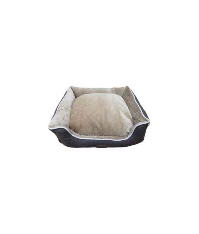 Catry Pet Cushion Luxury Velvet Black & Beige- HY00554050-99 - 50 x 40 x 14cm