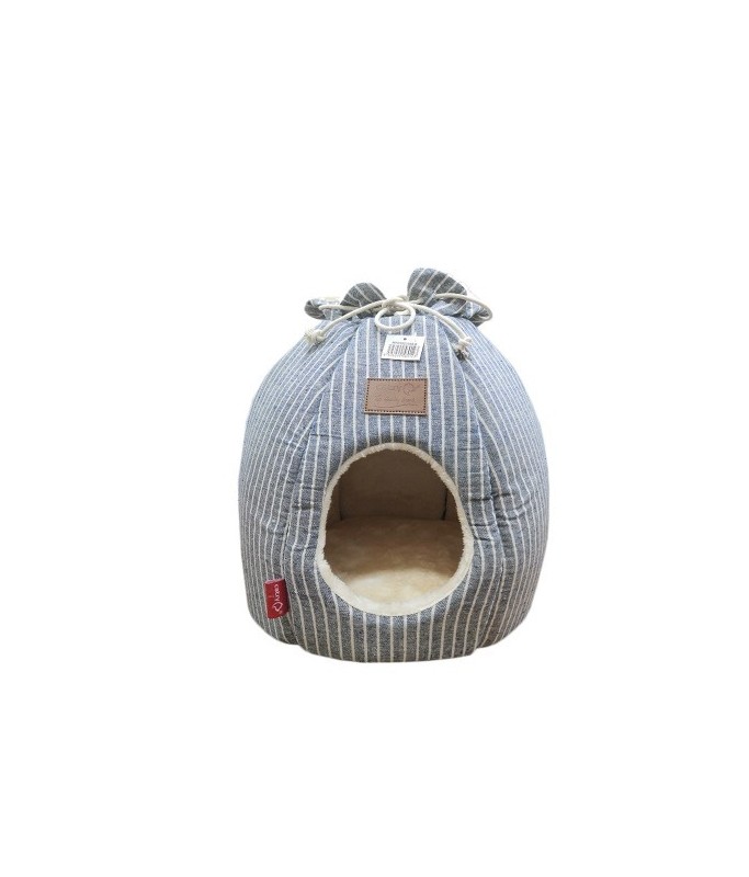 Catry Cat House 36 x 36 x 36cm - White Lined on Grey