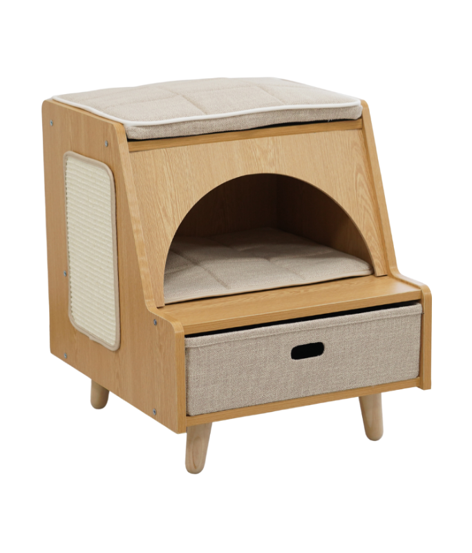 Catry Bedside Box Cat House with Scratcher 45x50x53.5cm