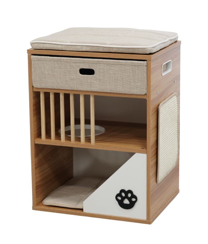 Catry Bedside Box Cat House with Scratcher 48x38x65cm