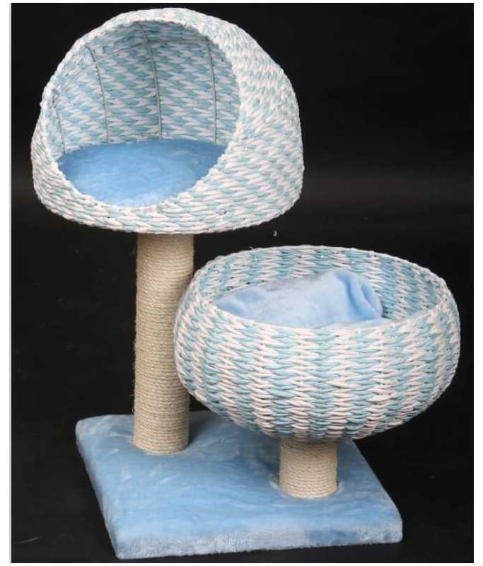 Catry Cat Tree With Cushion And Scratcher 45x45x79cm, Color : Blue