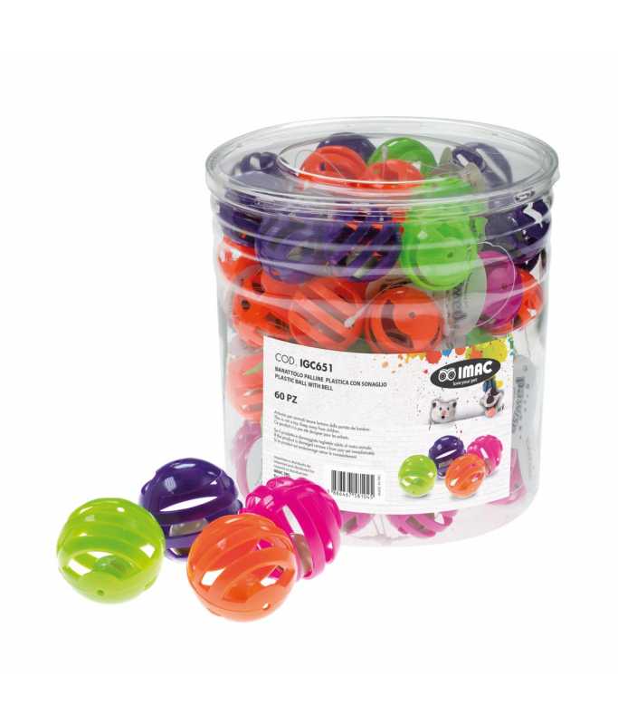 Imac Cat Toy Plastic Ball with Bell, 60pcs