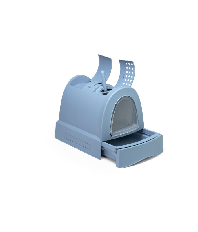 IMAC Zuma Litter Box For Cats - 40 x 56 x 42.5cm[Color - Blue, Dimension - 40 x 56 x 42.5cm, Size - M]