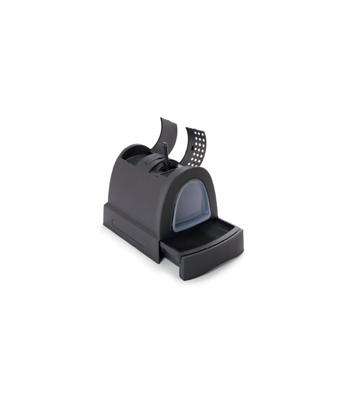 IMAC Zuma Litter Box For Cats - 40 x 56 x 42.5cm[Color - Black,Size - M]