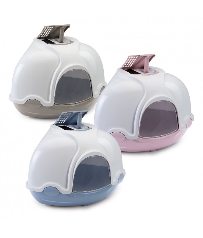 IMAC Ginger - Hooded Corner Shaped Litter Tray[Color - Mixed Colours, Dimension - 52x52x44.5 cm]