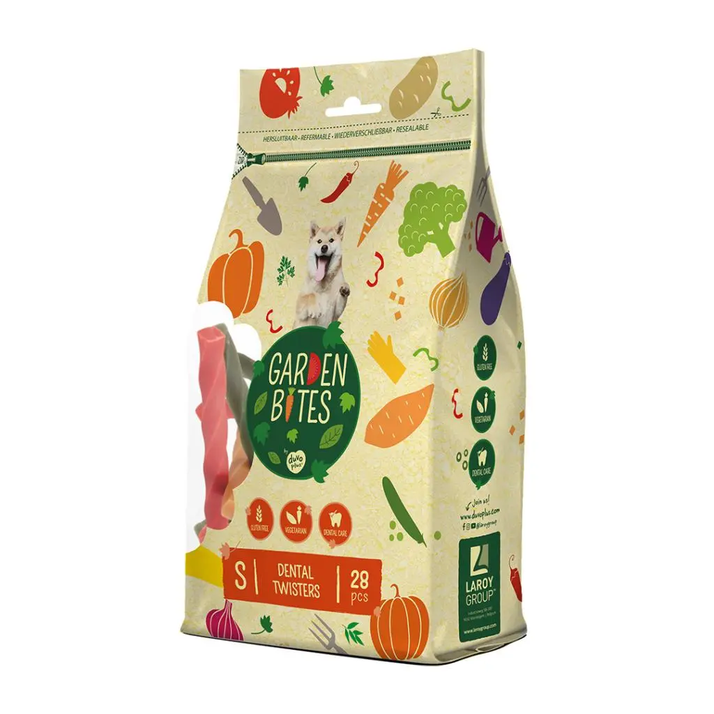 Duvo Garden Bites Dental Twisters Small Pouch 13cm - 28 Pcs Mix Colors