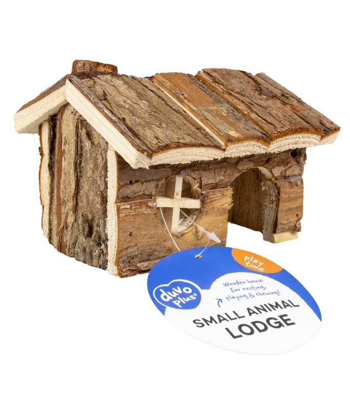 Duvo+ Small Animal Wooden Lodge Bark  - 15x11x12cm