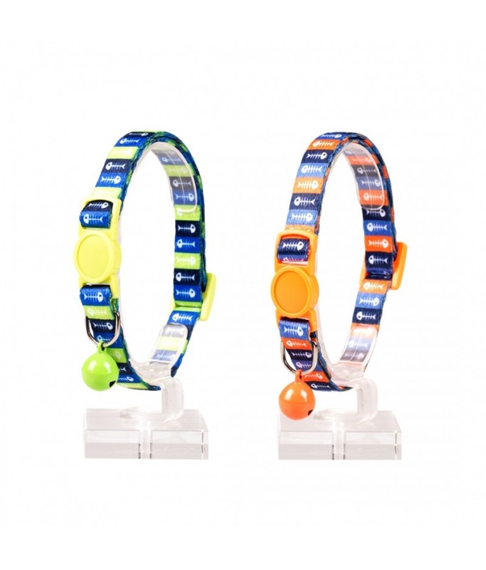 Duvo Cat Collar Nylon Mixed Colors 20 - 30cm / 10mm[Texture - Fish bones 1]