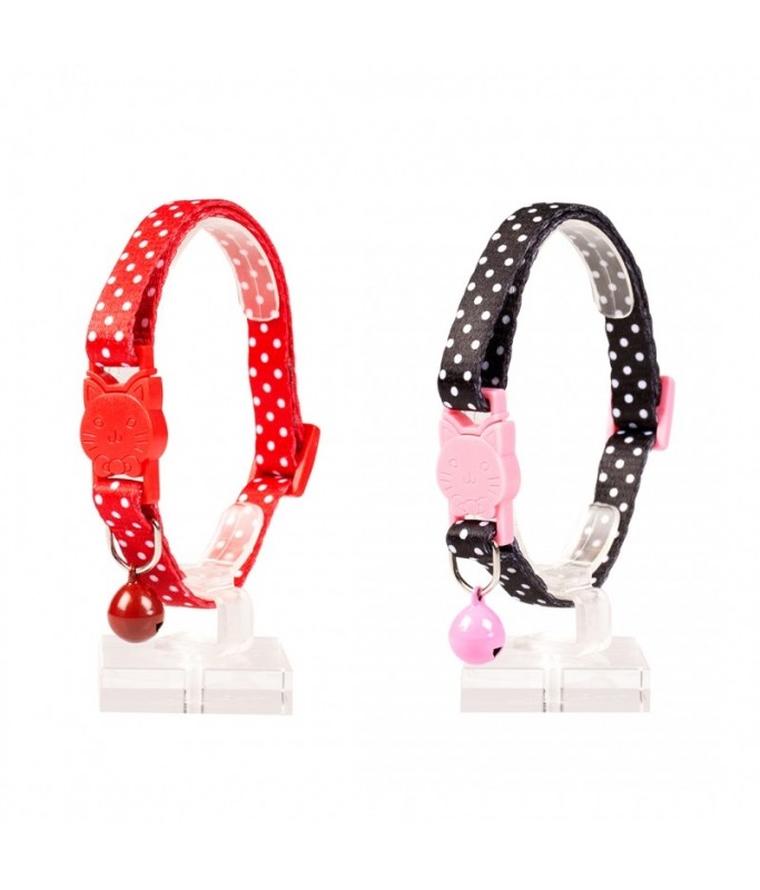 Duvo Cat Collar Nylon Mixed Colors 20 - 30cm / 10mm[Texture - White Dots]